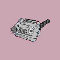 an illustration of a radio on a pink background