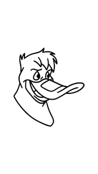 a cartoon drawing of a duck with a beak