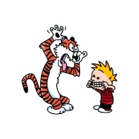 a cartoon of a boy and a tiger